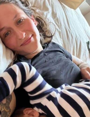 James Badgley mother Domino Kirke is thankful to God for her C-birth.